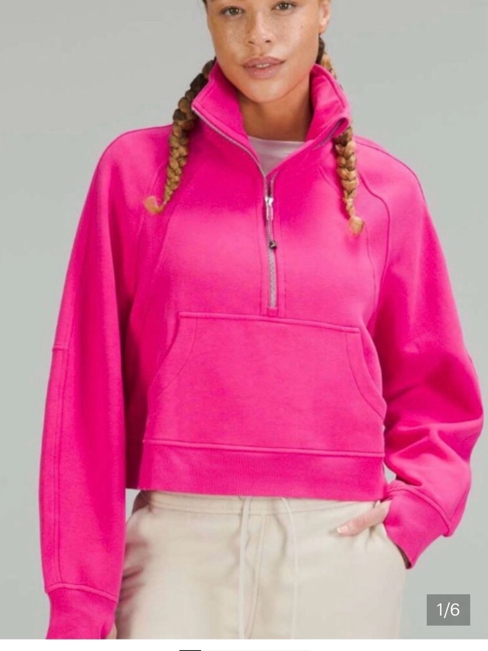 lululemon athletica Oversized Half Zip Funnel Scuba Hot Pink Size XS